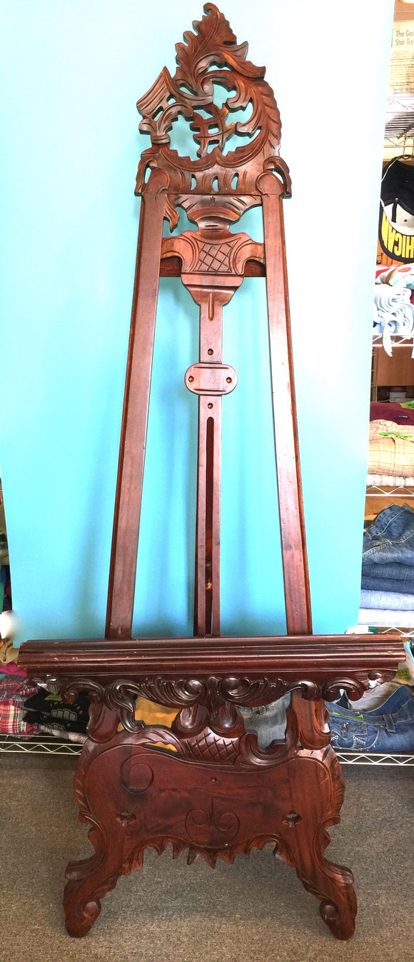 9367 - A - Hand Carved Indonesian Art Easel - Stained Exotic Natural Wood - 26