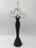 9391 - C - Necklace & Fine Jewelry Holder - 15-1/4" Tall - Female Figurine in a Black & Diamond Studded Formal Floor Length Dress - Box 40