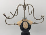 9391 - C - Necklace & Fine Jewelry Holder - 15-1/4" Tall - Female Figurine in a Black & Diamond Studded Formal Floor Length Dress - Box 40