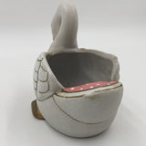 9438 - H - Ceramic Swan Figurine - Off White with Pink/White Flowers - Box 41