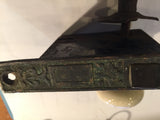 9610 - V - Mortise Lockset - Antique White Glass Handle Set - Ornate Brass Plate - Box 7