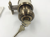 9661 - AS - Schlage Keyed Entry Knob Set - Brass Interior & Antique Brass Keyed Exterior - Model with Key - Box 17