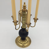 9669 - H - 6 Candle Holder with Slender Wax Candles - Brass with Black Wood - Box 46