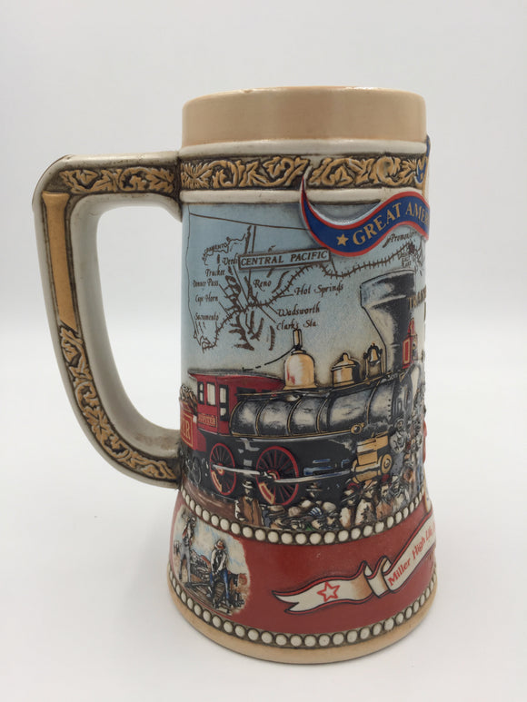 9678 - C - Beer Stein - Miller Brewing - The Carolina Collection - Great American Achievements - 1st Transcontinental Railway 1869 - #64099 - Box 38