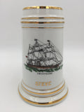 9695 - C - Vintage German Stein - Ansbach, Germany - Depiction of Large Sailing Ship - Box 32