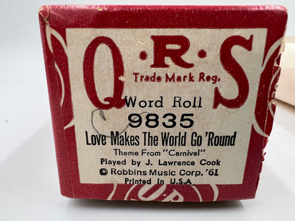9728 - C - QRS Word Roll - #9835 - Player Piano Music Roll - Love Makes the World Go 'Round - Theme from 