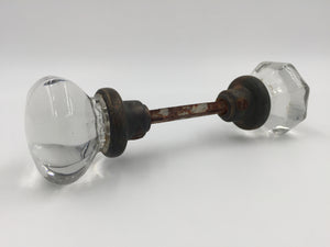 9784 - V - Antique Glass Entry Door Knob Handleset - Glass in VG Condition - No Chips - Box