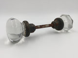 9784 - V - Antique Glass Entry Door Knob Handleset - Glass in VG Condition - No Chips - Box