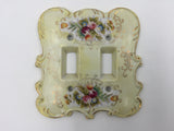 9785 - V - Porcelain Double & Single - Original Anan Creation Floral Light Switch Covers - 6884Y & 7310 - Box 38