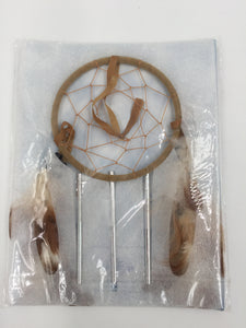 9817 - C - Native Dream Catcher - 3 7/8" - 3 Metal Bars - Feathers on Ends - Box 38