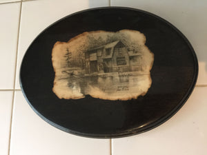 8207 - A - Oval Art Piece - Scene of Orist Mill - 1974