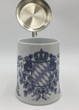 8691 - C - German Stein - Greyish-Blue Crown on a diamond Designed Shield with Lion Figures on each side of Shield - - Box 33