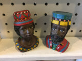 8195 - H - African Ceramic Bust of King & Queen in Traditional Dress  - Box 39