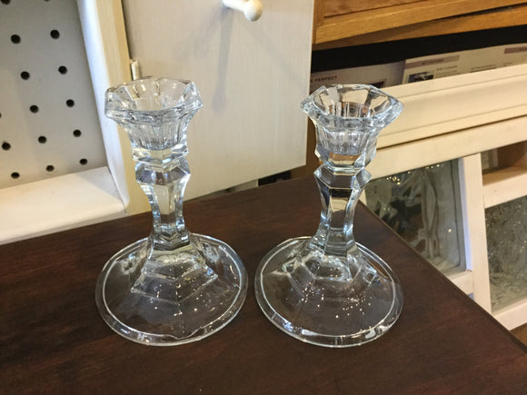 7894 - H - Classic Beveled Glass Candle Holders - Set of 2  - Box 33